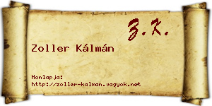 Zoller Kálmán névjegykártya
